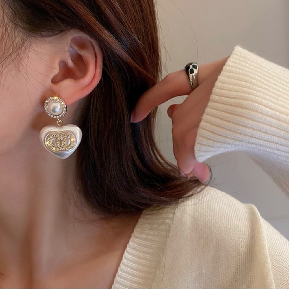 Heart and Rhinestone Earrings